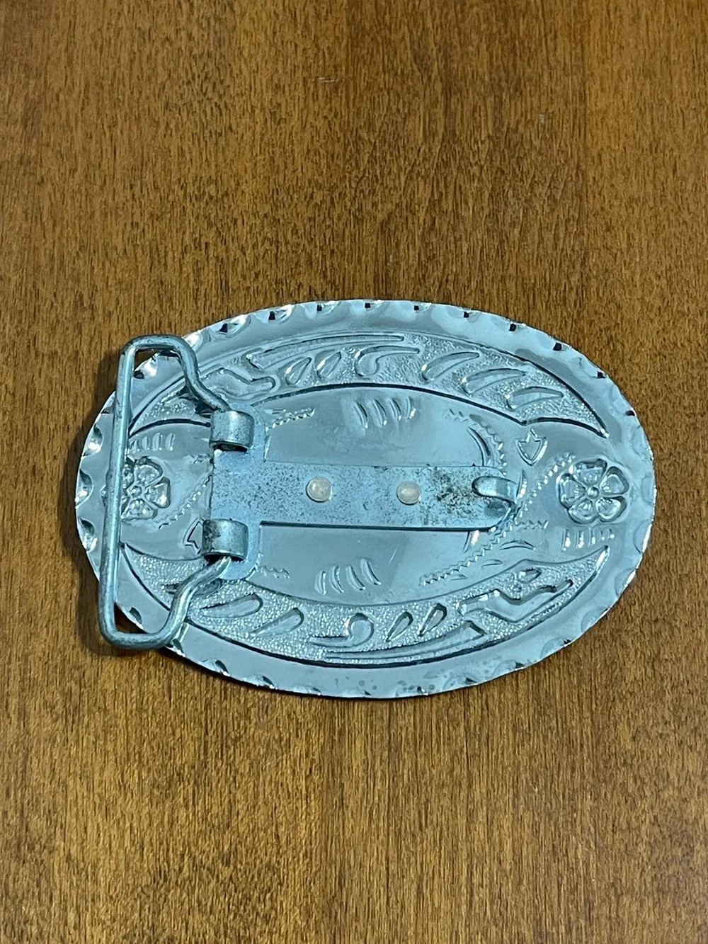 Western Covered Wagon Belt Buckle Oregon Trail Pioneer 2 Tone Silver Lightweight